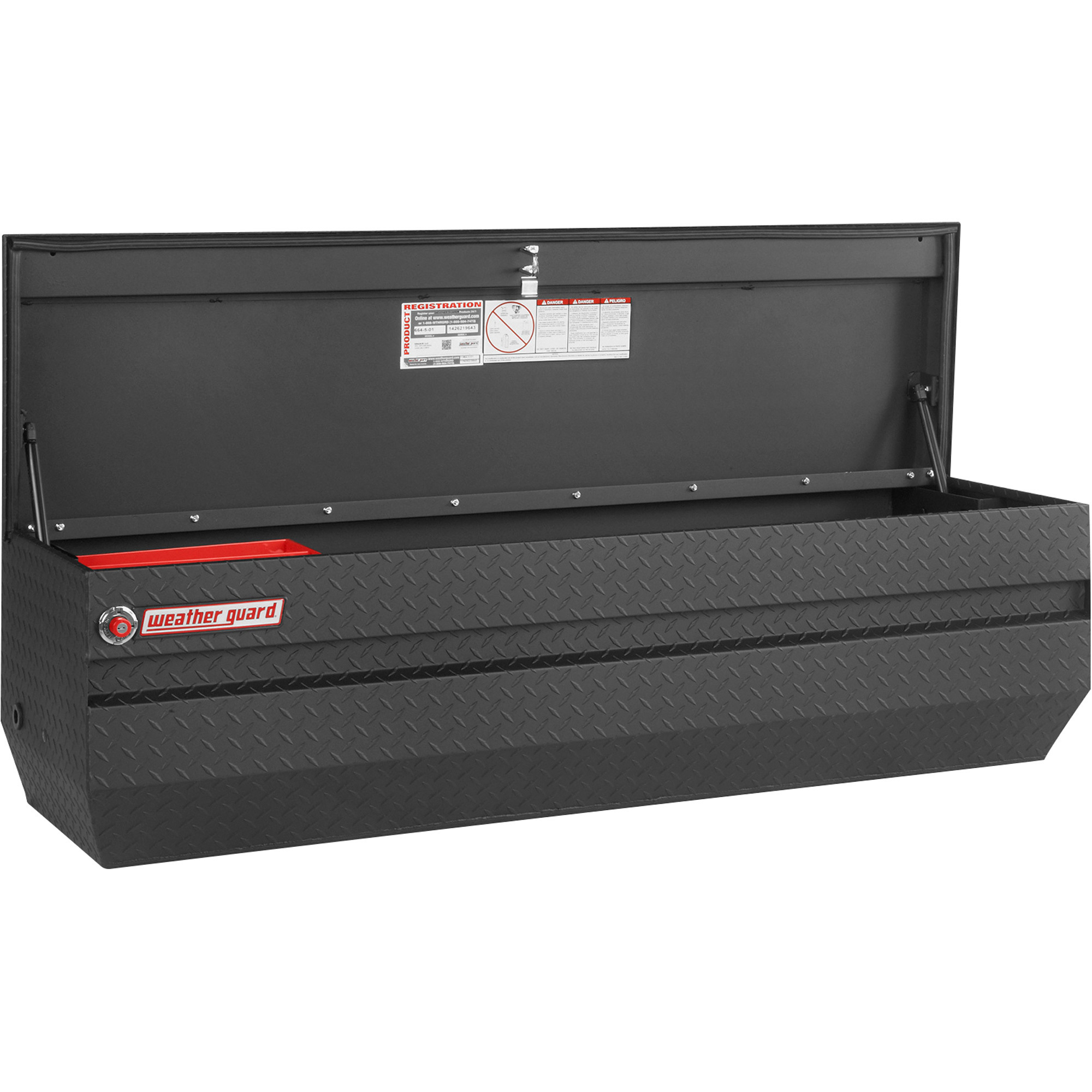 Weather Guard Truck Chest Tool Box, Aluminum, Textured Matte Black, Rotary Latch, 62in.L x 20in.W x 19.25in.H, Model# 664-52-01